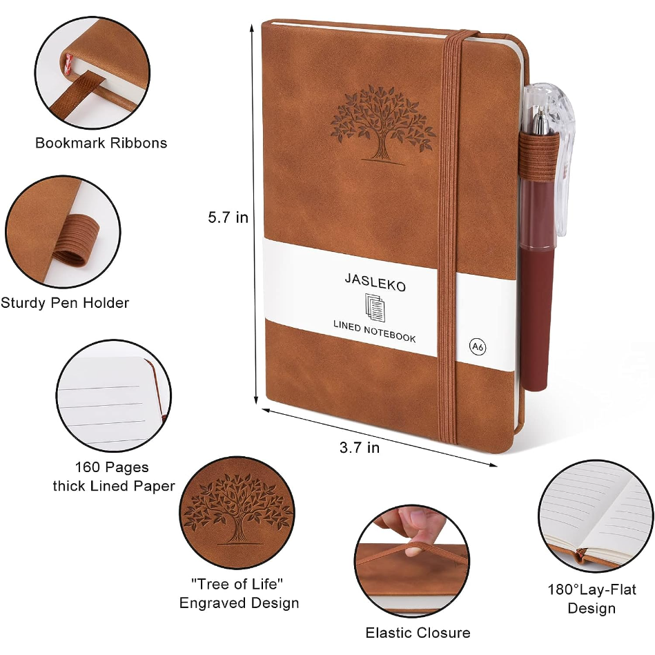 JASLEKO Leather Pocket Notebook Journal with Pen Sawdust Steve LLC